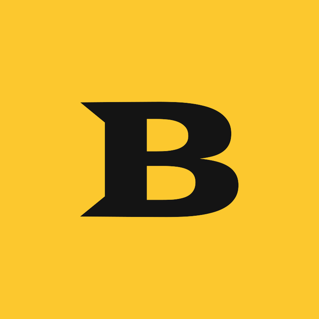 Het B-logo: een zwarte B op geel